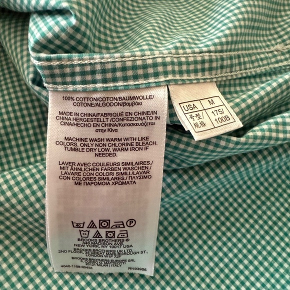 Brooks Brothers Red Fleece Mint Green Micro Gingham Button Down Shirt Men MEDIUM - Picture 9 of 9